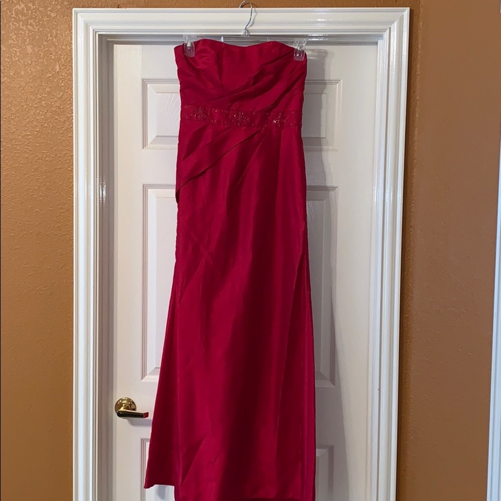 Beautiful Long Strapless Red Dress, Size 8